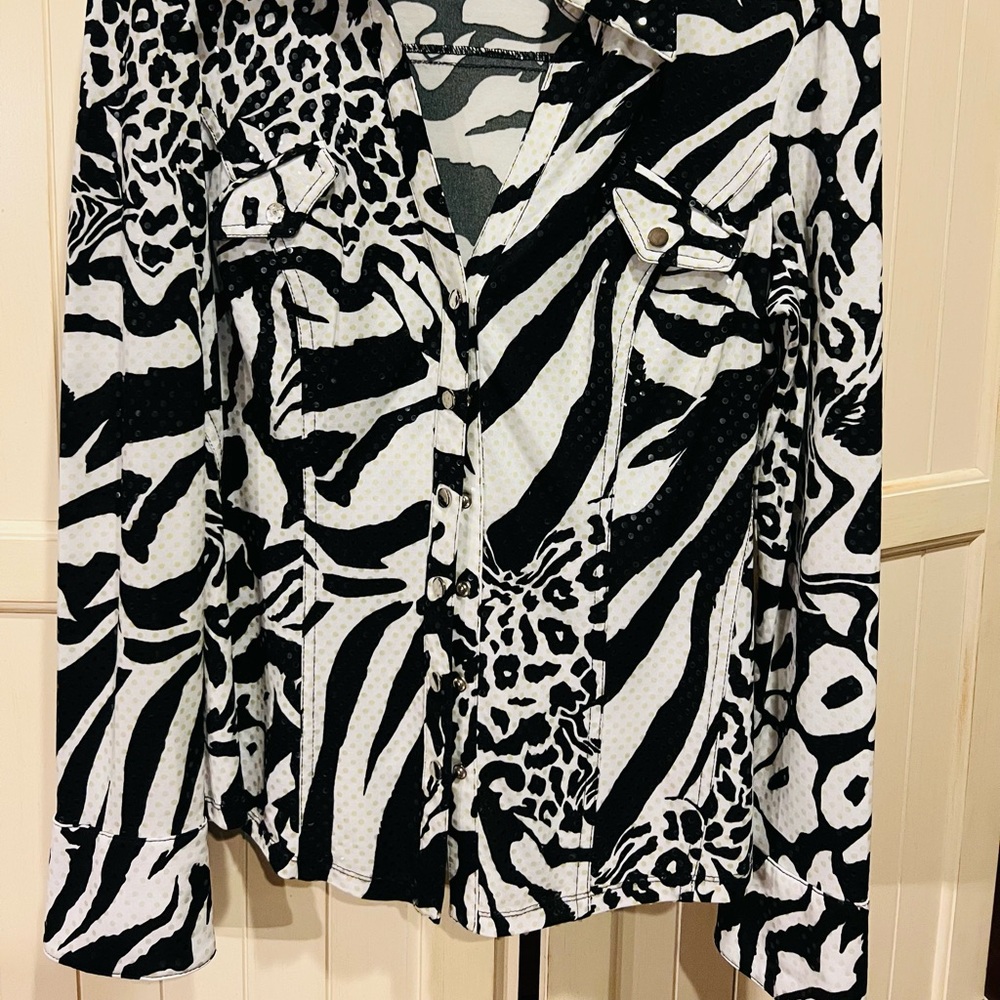 Large Cache Sequin Covered Western Style Shirt Wi… - image 1